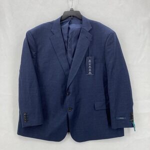 Stafford Blazer Mens 56 Short Navy Blue Wool Blend Coolmax Big Tall Performance